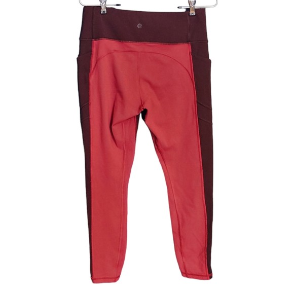 Athleta Workout 7/8 Tights w/ pockets All In Structure Colorblock Red Size M - Picture 4 of 11